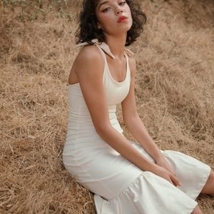 The Line by K Avery Ruffle Dress in Ivory/Cream